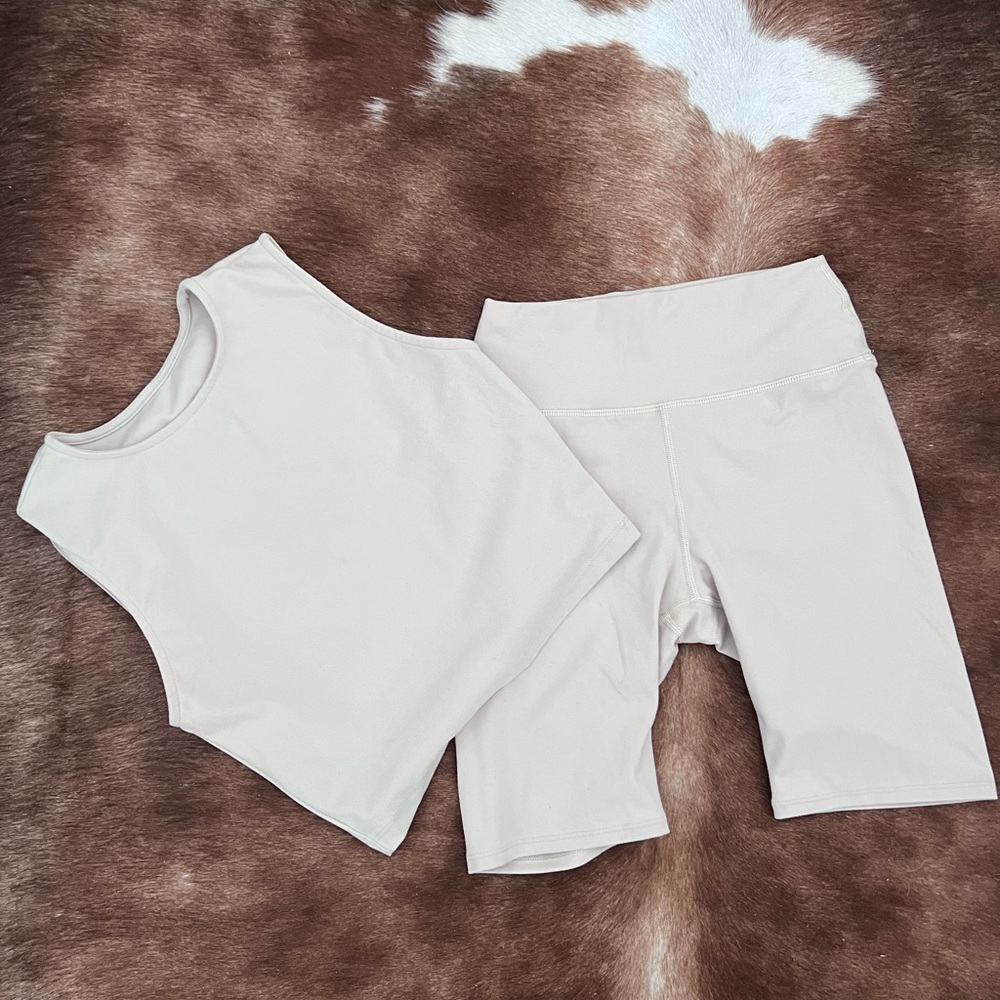 Joah Brown sueded Yuma second skin tank and biker shorts set EUC